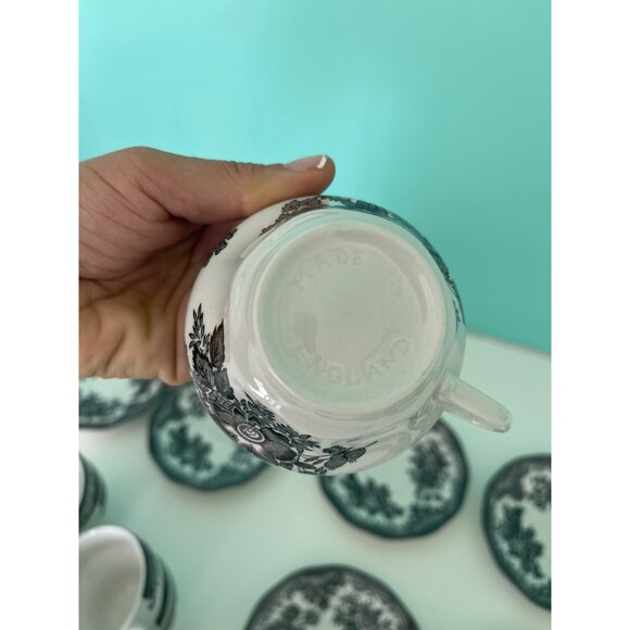 Johnson Brothers Tea Cups And Saucers Black Asiatic Pheasant Set of 8 - Picture 4 of 12